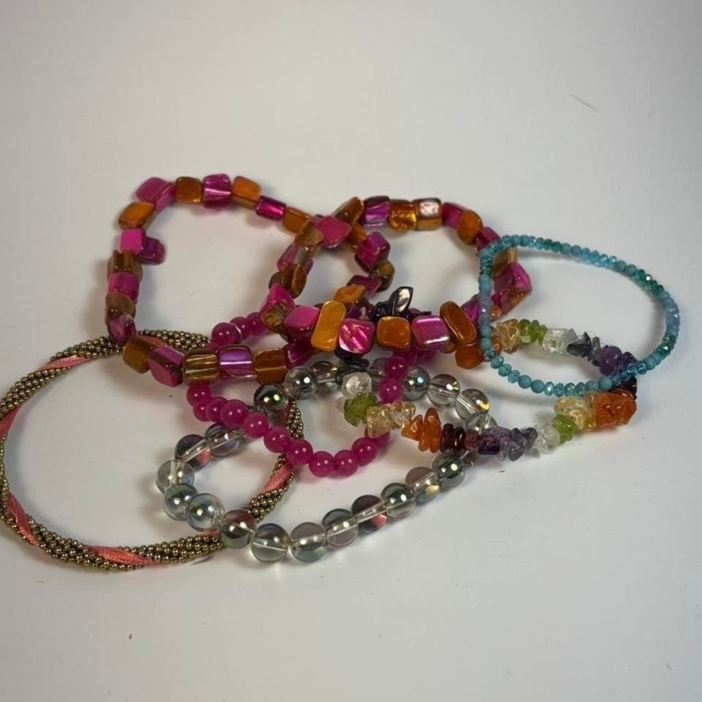 Boho Bracelet Lot Glass Metal Shell Mermaid Vibes